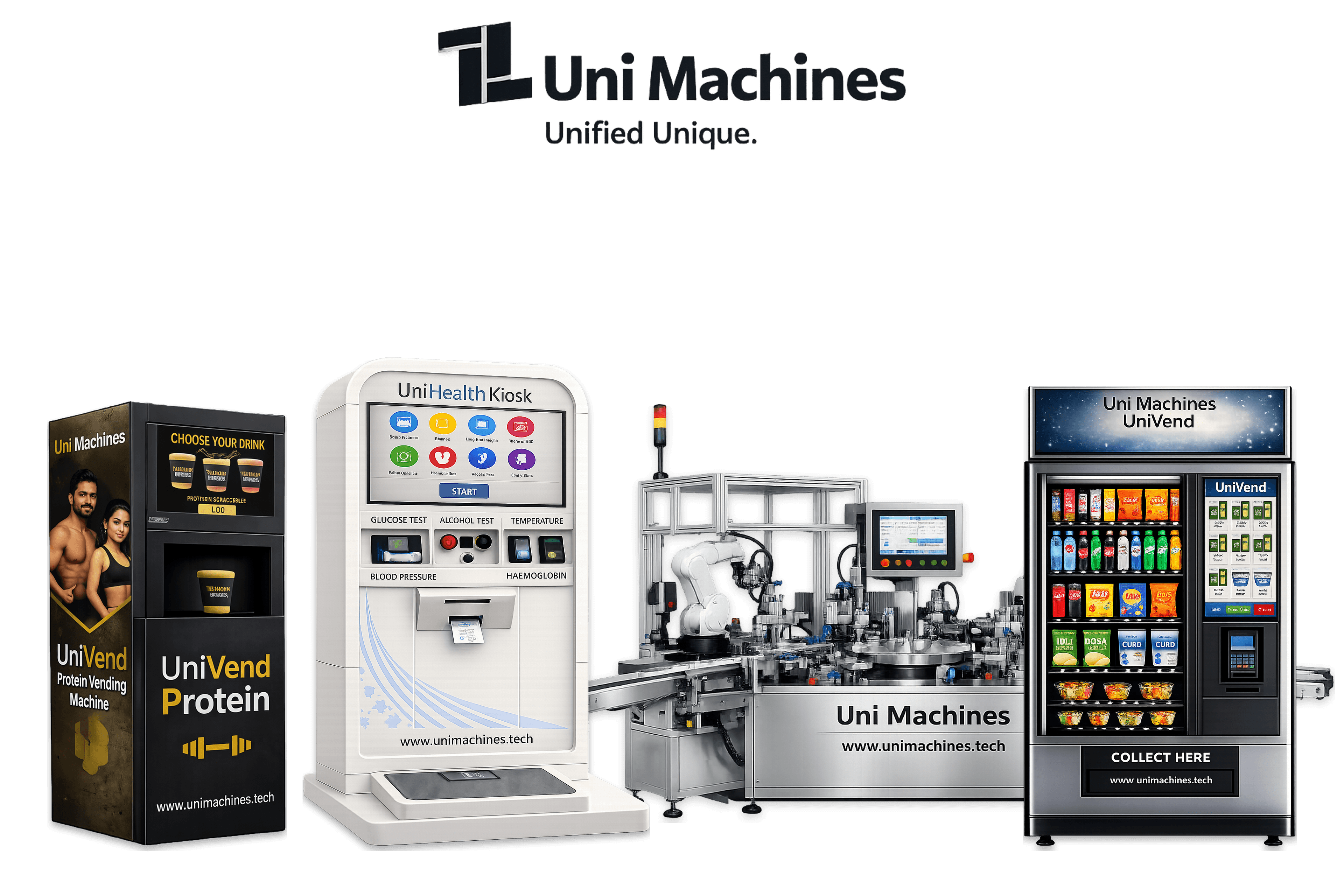 Uni Machines custom vending machines, health kiosks, and industrial automation